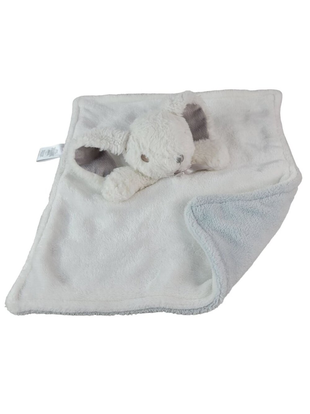 Nuby Bunny Rabbit Lovey Plush White Gray Blue 12" Baby Toy Long Eared Easter